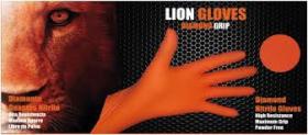 GUANTES DE GOMA 9920S - GUANTES NITRILO NARANJAS-GUANTES LION TALLA "S" CAJA 50 UND